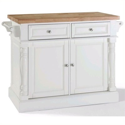 Wood Kitchen Island Butcher Block in White - Pemberly Row