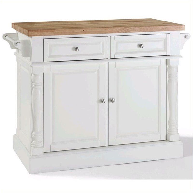 Wood Kitchen Island Butcher Block in White - Pemberly Row, 1 of 9