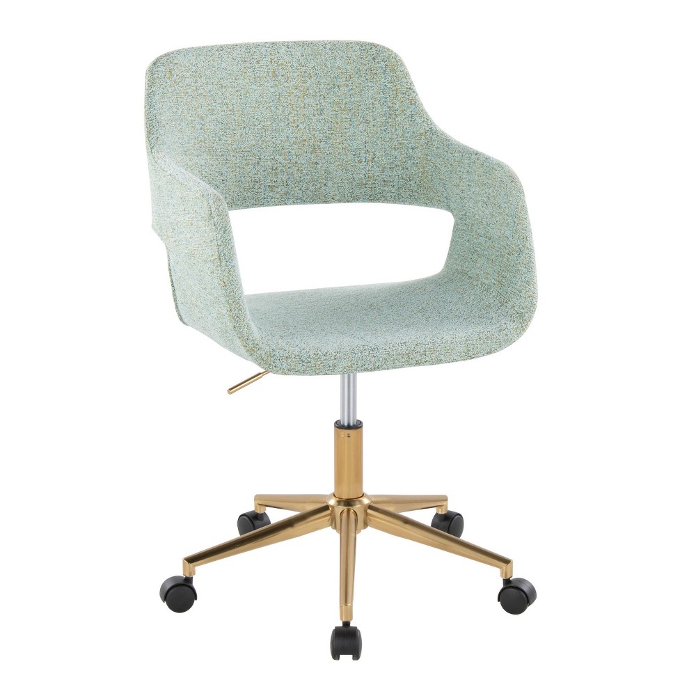 LumiSource Margarite Task Chair Gold Metal/Light Green Fabric