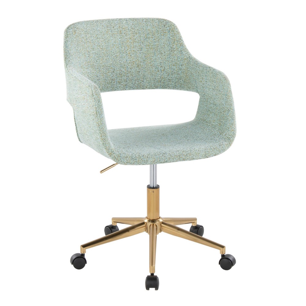 Photos - Computer Chair LumiSource Margarite Task Chair Gold Metal/Light Green Fabric