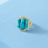 Ross-Simons Turquoise and 0.80 ct. t.w. White Topaz Ring in 18kt Gold Over Sterling - 4 of 4