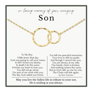 HOPE LOVE SHINE Loss of Son Memorial Necklace – 2 Ring Tribute Jewelry – 14k Gold Sterling Silver - 1 of 1