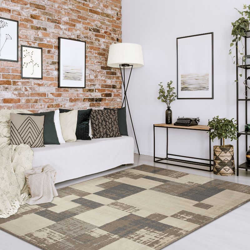 Modern Contemporary Transitional Block Geometric Patchwork Indoor Area Rug by Blue Nile Mills, 2 of 8