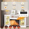59" 3 Sided Glass Fireplace TV Stand for TVs Up to 65" Rustic Media Console with LED Lights Glass Door Storage Distressed White Entertainment Center - 3 of 4