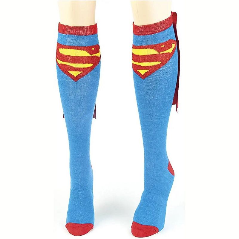 Superman Logo Juniors blue Knee High Cape Socks for Women, 1 of 3
