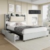 AMERLIFE Bed Frame with 4 Storage Drawers and Bookcase Headboard - 3 of 4