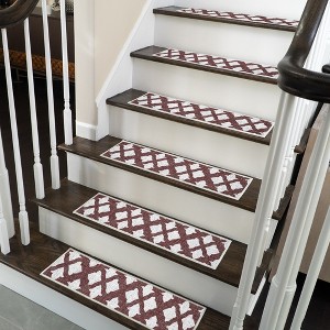 SussexHome Floral Design Cotton Anti-Slip Stair Treads, 9” X 28“ - 1 of 4