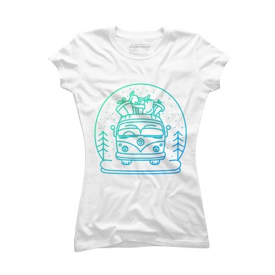 Junior's Design By Humans Christmas Van By VEKTORKITA T-Shirt