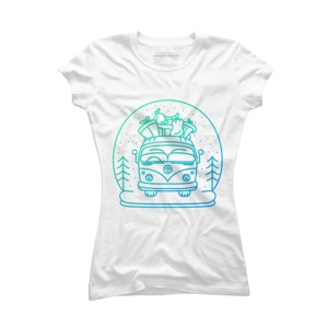 Junior's Design By Humans Christmas Van By VEKTORKITA T-Shirt - 1 of 3