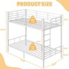Karl Home Twin over Twin Steel Bunk Bed Frame with 14.8inch Height Guardrail, Bedroom Dorm Room for Kids Adult Children - 2 of 4