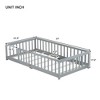 Bellemave Twin Size Floor Bed with Fence, Solid Rubber Wood Montessori Platform Bed with Guardrails for Kids, Low Design, Grey - 2 of 4