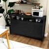 Syemin Decorative Storage Cabinet with 4 Doors and Shelves, Decorative Louvered Doors Cabinet for Hallway, Kitchen, - 3 of 4