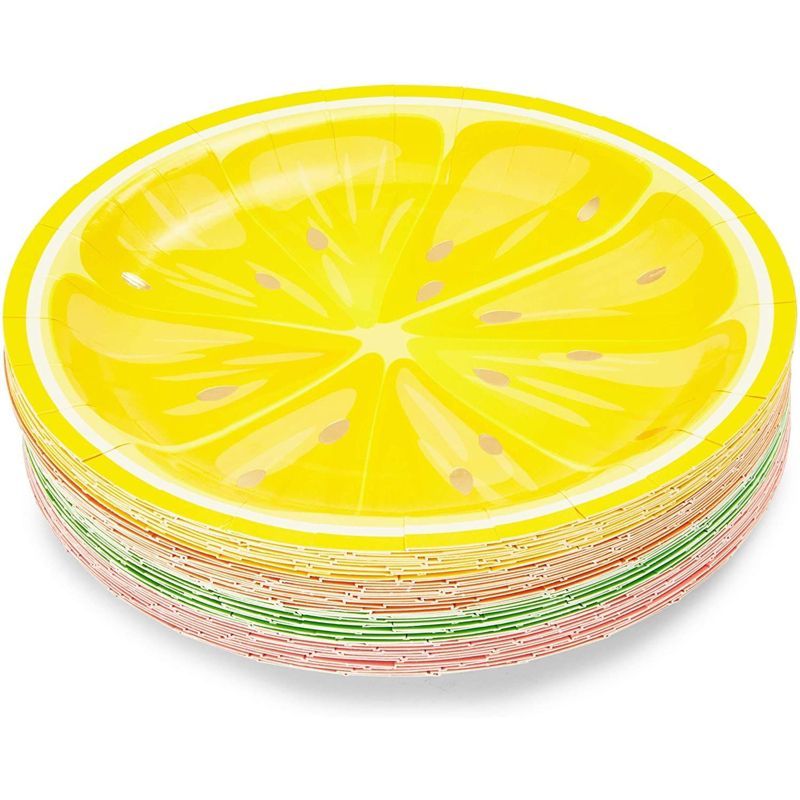 Blue Panda 48 Summer Citrus Fruit Paper Disposable Dinner Plates Tutti Frutti Birthday Party Baby Shower 9in, 3 of 9