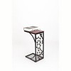 FCH Single-layer P2 Density Board Type C Leaf Pattern Brown Desktop Black Powder Coating Side Table - 3 of 4