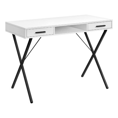Monarch Specialties Computer Desk Home Office Laptop Left Right Set-Up Storage Drawers 42InchL Work Metal Laminate White Black Contemporary Modern