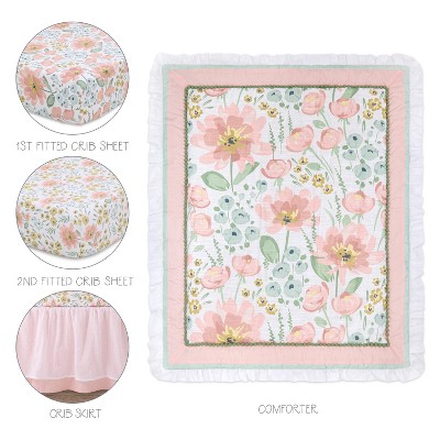 Organic Cotton Pink Floral Reversible Toddler Comforter Set