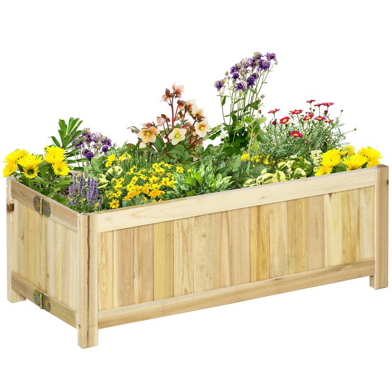 Outsunny 28'' x 12'' Foldable Raised Garden Bed, Wooden Planter Box,  Herb Garden Planter for Backyard, Patio to Grow Vegetables, Herbs, and Flowers, 1 of 7