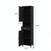 LOVMOR Slim Standing Bathroom Storage Cabinet with Double Door and 2 Adjustable Shelves for Entryway,Living Room,East to Assemble,Black - 2 of 4