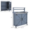 Outdoor Wooden Potting Bench with Storage Cabinet, Aluminum Tabletop, Rubber Wheels for Backyard, Patio, Balcony - 3 of 4