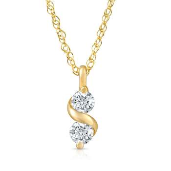Pompeii3 1/3Ct Diamond Two Stone Pendant in White Yellow or Rose Gold Lab Created Necklace