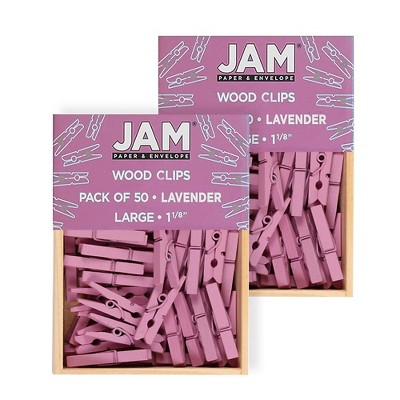 JAM Paper Wood Clip Clothespins Medium 1 1/8 Inch Lavender Purple Clothes Pins 230726780A