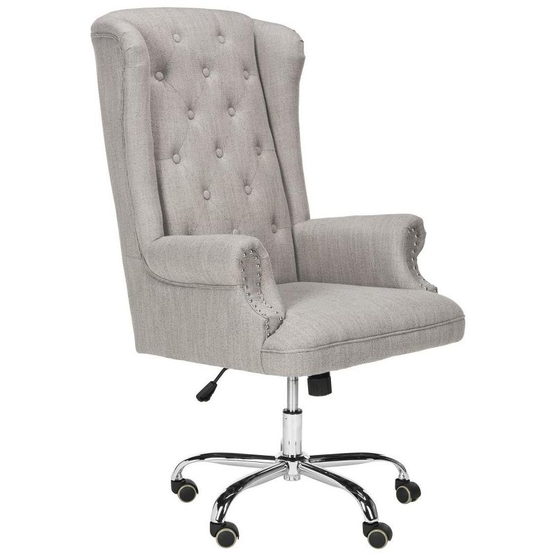 Ian Linen Chrome Leg Swivel Office Chair - Grey/Chrome - Safavieh., 3 of 10