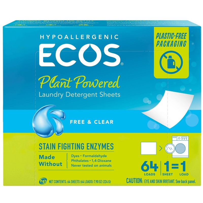 ECOS Plastic-Free Laundry Detergent Sheets - 7.9oz/64 Loads, 4 of 12