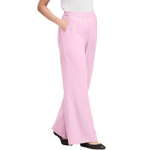 Woman Within Petite Perfect Elastic-Waist Wide-Leg All-Cotton Pull-On Denim Jeans - 1 of 2