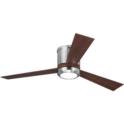 52" Monte Carlo Clarity Brushed Steel Modern Hugger LED Ceiling Fan