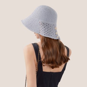 Anna-Kaci Crochet Bucket Hat with Adjustable Chin Strap and Back Button Eyelet Panel for Sun Protection - 1 of 4
