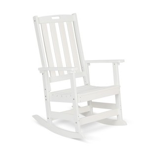 Aoodor Outdoor Rocking Chair, HDPE Slatted Porch Rocker with Armrests, All-Weather Design for Outdoor or Indoor - 1 of 4