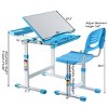 Costway Height Adjustable Children's Desk Chair Set Multifunctional Study Drawing - 3 of 4