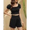 WhizMax Women's Two Piece Outfits Elastic High Waisted Shorts Off Shoulder Ruffle Crop Top Casual Short Pant Sets - 2 of 4