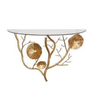 16"x24" Metal Floral Branch Wall Shelf with Glass Top - Olivia & May - 1 of 4