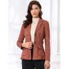 INSPIRE CHIC Women's Faux Suede Belted Lapel Single Breasted Work Outwear Blazer - 2 of 4