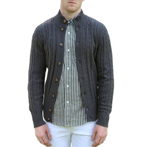 Unique Bargains Men's Stand Collar Long Sleeves Cable Knit Cardigan - 1 of 4