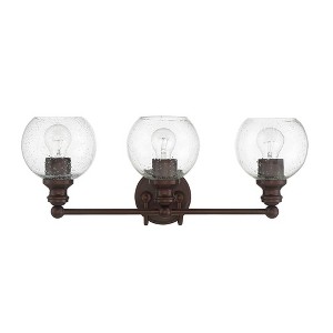 Sunset 3 Light Vanity With Clear Seeded Glass Globe Shades - Provincial Bronze - 1 of 3