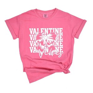 Simply Sage Market Women's Coquette Valentine Vibes Stacked Short Sleeve Garment Dyed Tee - 1 of 4