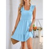 Womens Summer Dress Sleeveless Square Neck Smocked Ruffle Elegant Casual Midi Dresses - 3 of 4