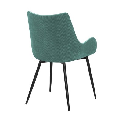 Teal High-Back Upholstered Arm Chair with Gold Metal Legs