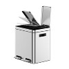 2 x 4 Gal Dual Trash Can, Hands-Free Trash Can with Soft Close Lid, Stainless Steel Garbage Can - 2 of 4