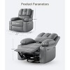 TROPOW Oversized Electric Power Recliner Chair with Heat & Massage - 360° Swivel Rocker Recliner for Living Room, PU Leather Recliner - 3 of 4