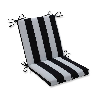 Cabana Stripe Squared Corners Outdoor Chair Cushion Black - Pillow Perfect