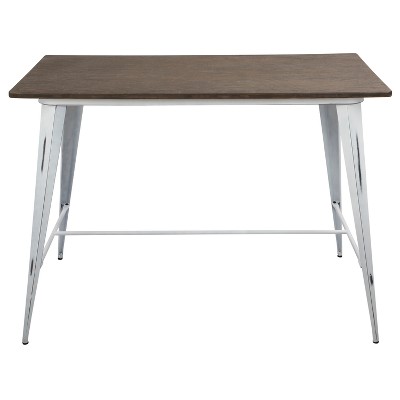 Vintage White & Espresso Reclaimed Wood Counter Height Table