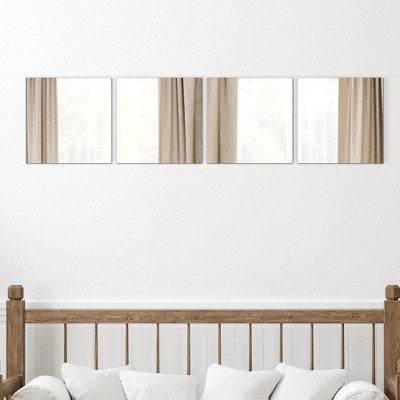 Evideco French Home Goods Set of 4 Large Decorative Self-Adhesive Mirrors, Available in 3 Shapes – Perfect for Modern Wall Decor in Any Room