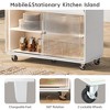 WhizMax Rolling Kitchen Island,Kitchen Cart with Drop-Leaf and 2 Sliding Glass Doors Kitchen Island with Open Shelf, LED Light and Power Outlets - 2 of 4