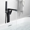 Cobbe Floor Standing Single Handle Tub Faucet with Tub Spout Handheld Shower and 59-Inch Hose Tub Filler Matte Black - 3 of 4