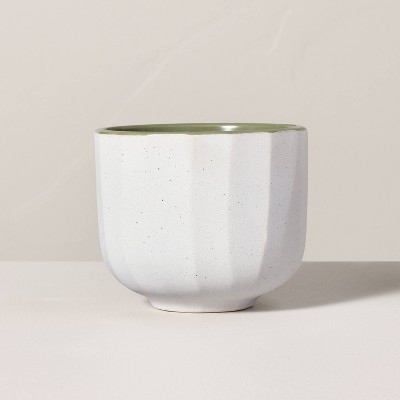 Speckle-Faceted Ceramic Bergamot Jar Candle Green/White 6oz - Hearth & Hand™ with Magnolia