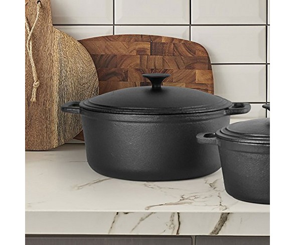Commercial Chef 6.6 Quart Cast Iron Dutch Oven With Lid And Easy To Grip Handle