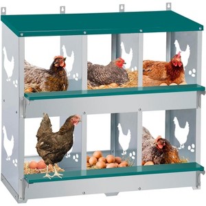 Coucheta Large Metal Chicken Nesting Boxes for Hens, Compartment Galvanized Steel Nesting Box, Includes 4 Fake Eggs & 10 Soft Nest Pads Pads - 1 of 1